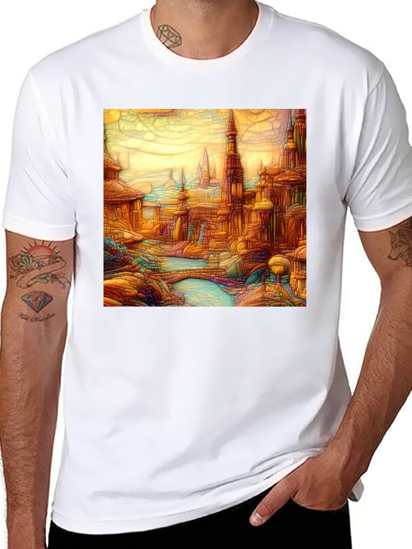 Cityscape Art Black T-Shirt