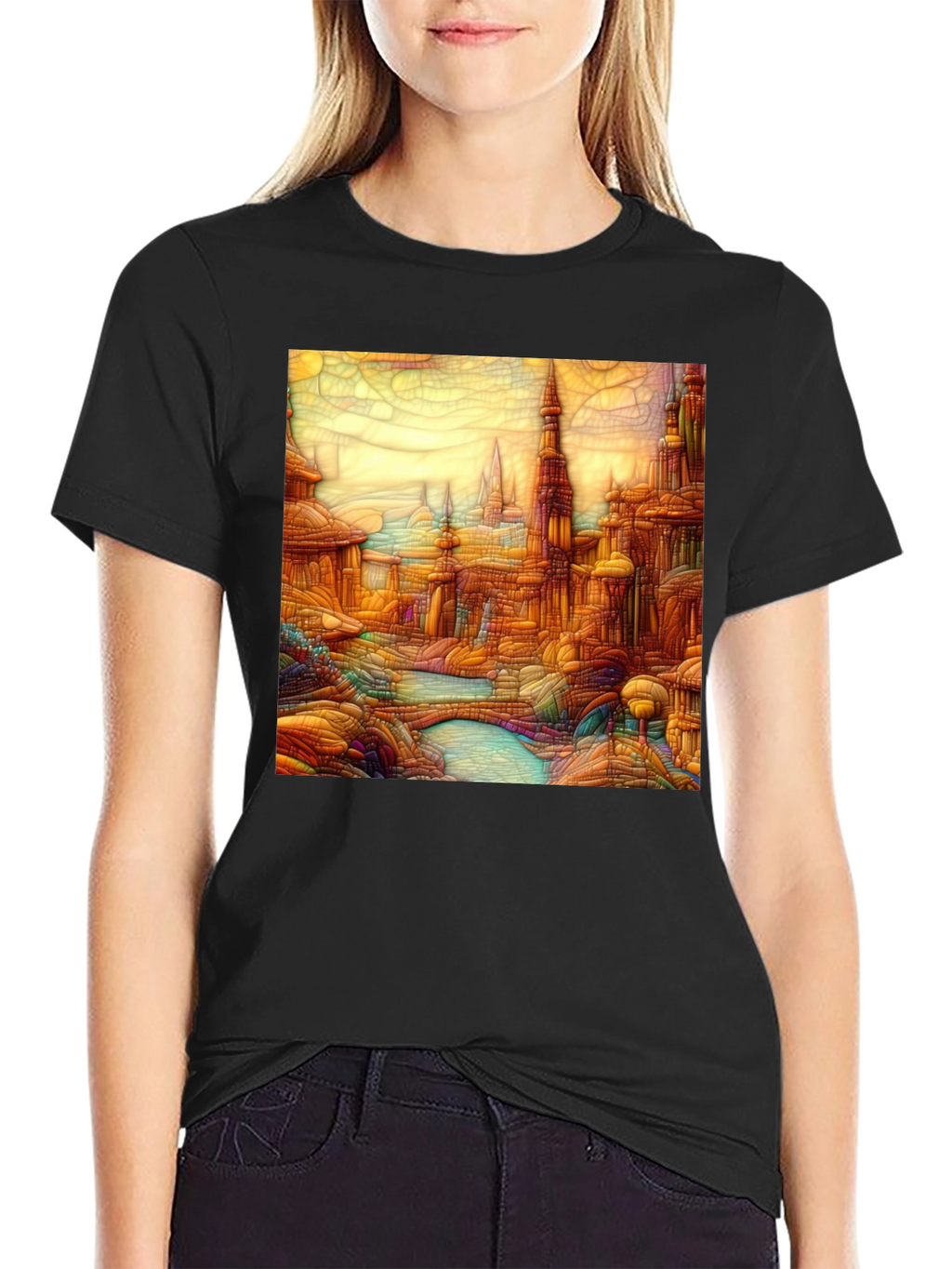 Cityscape Art Black T-Shirt