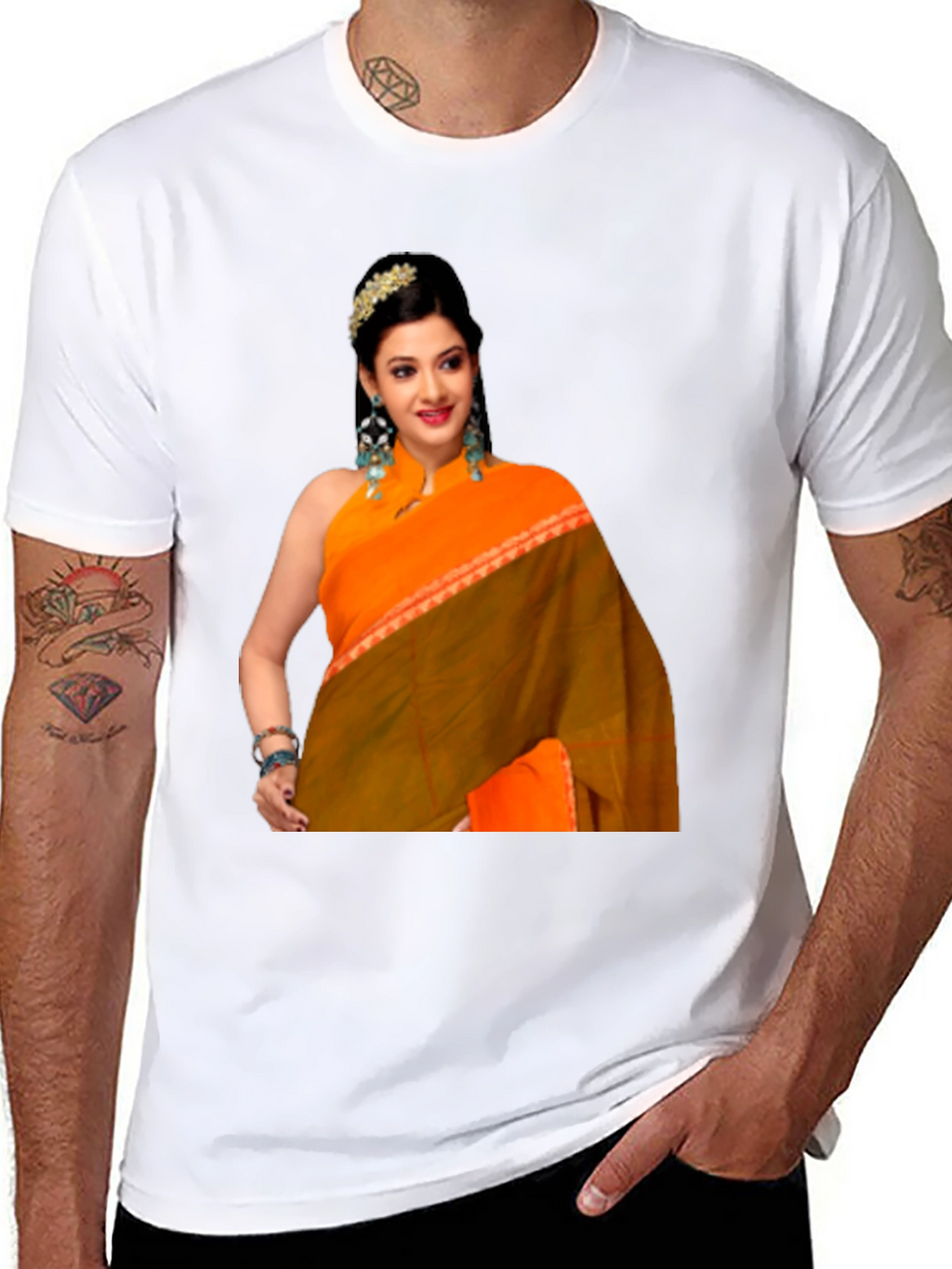 Woman in Saree Graphic T-Shirt