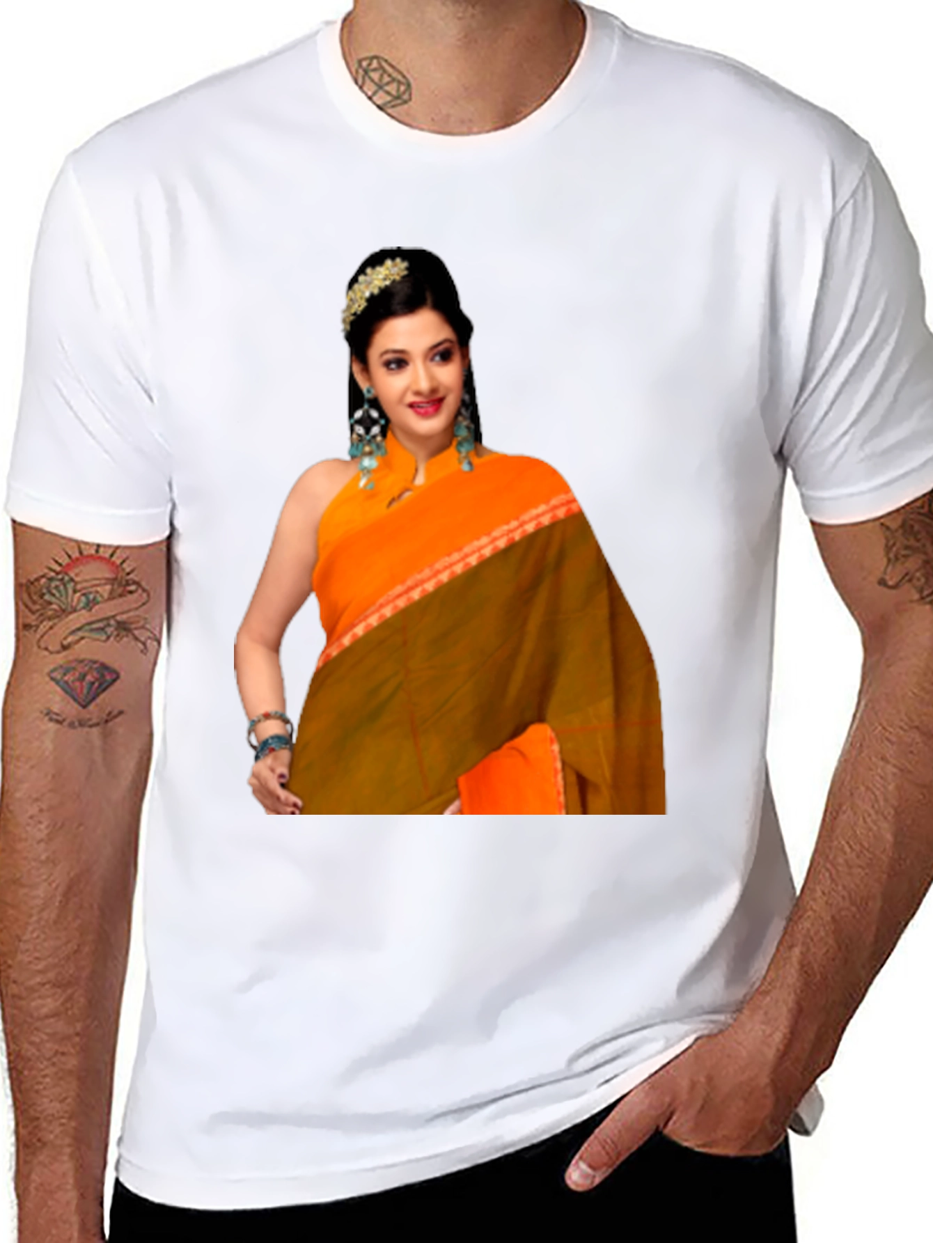 Woman in Saree Graphic T-Shirt
