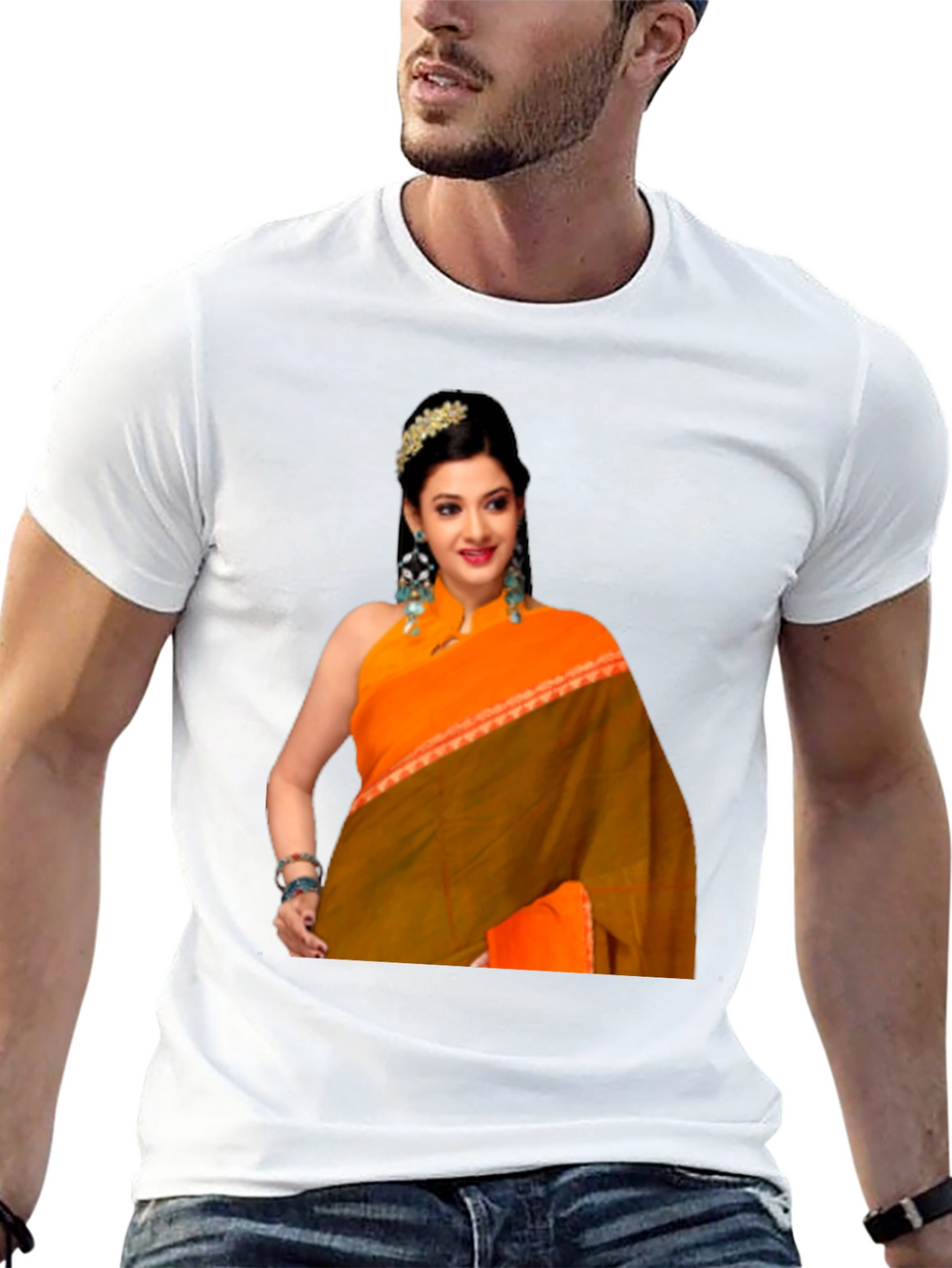 Woman in Saree Graphic T-Shirt