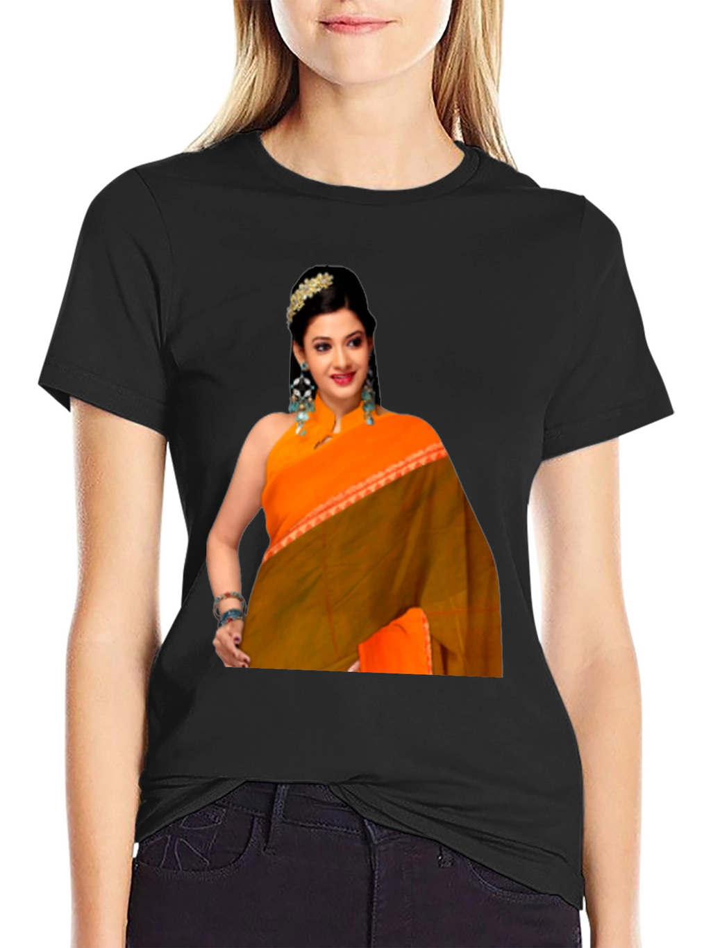 Woman in Saree Graphic T-Shirt