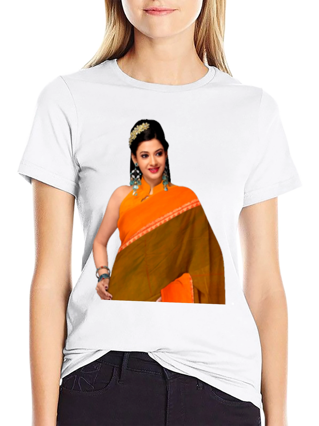 Woman in Saree Graphic T-Shirt