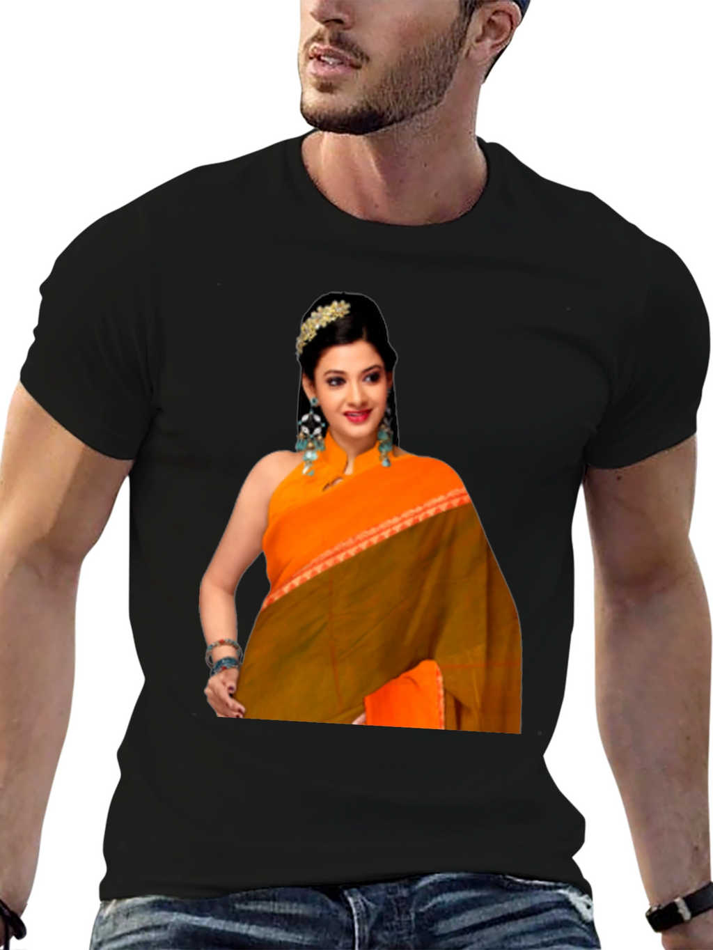Woman in Saree Graphic T-Shirt