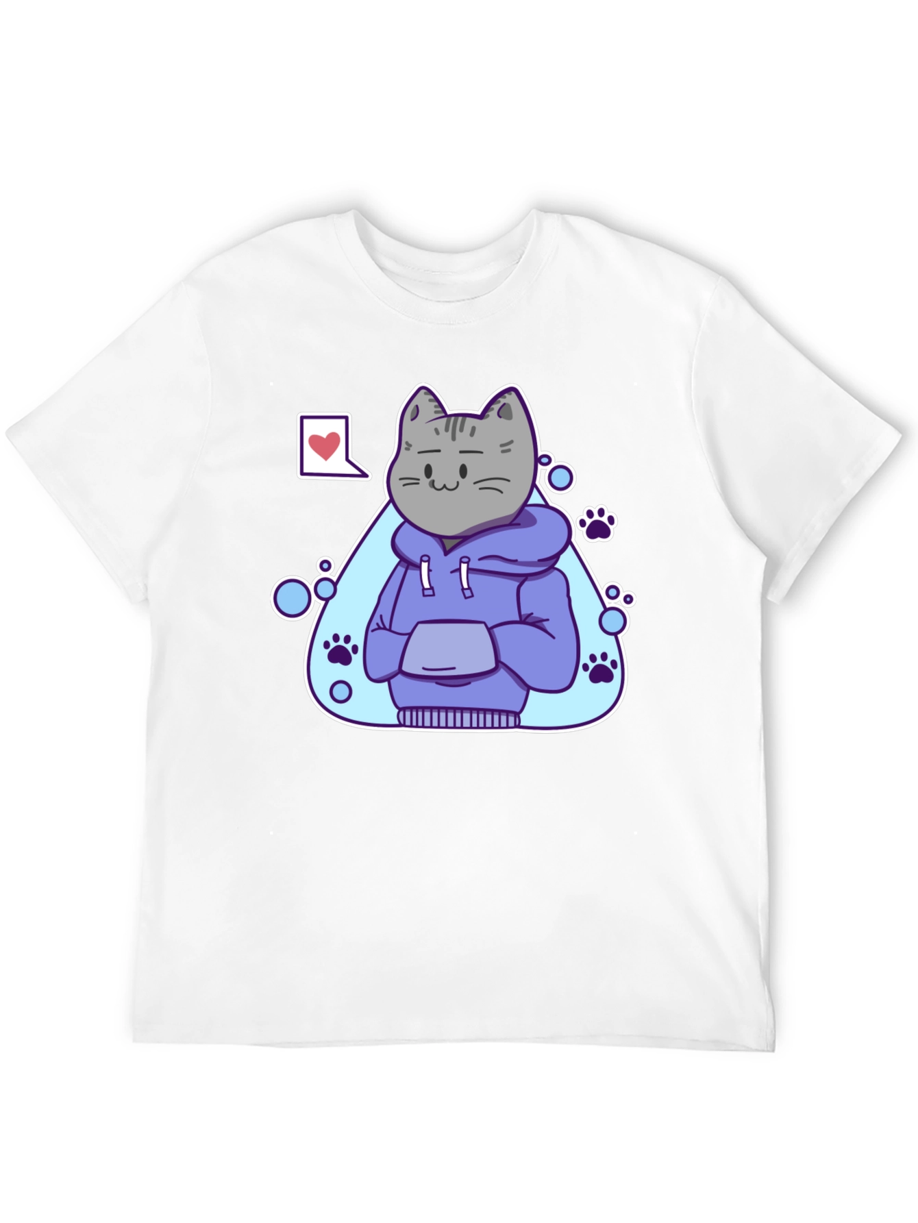 Cool Cat Hoodie Graphic Tee - Black T-Shirt