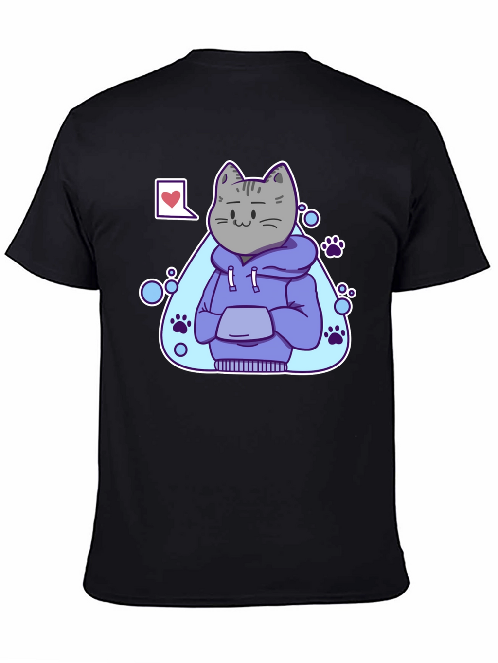 Cool Cat Hoodie Graphic Tee - Black T-Shirt