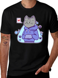 Cool Cat Hoodie Graphic Tee - Black T-Shirt