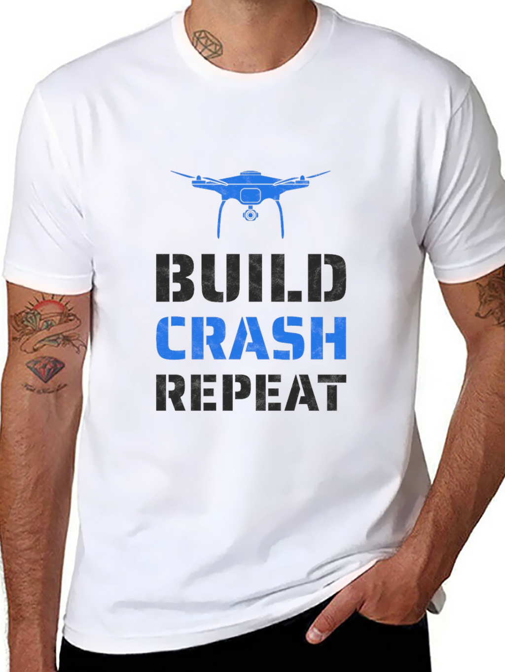Drone Enthusiast Graphic Tee - Build Crash Repeat