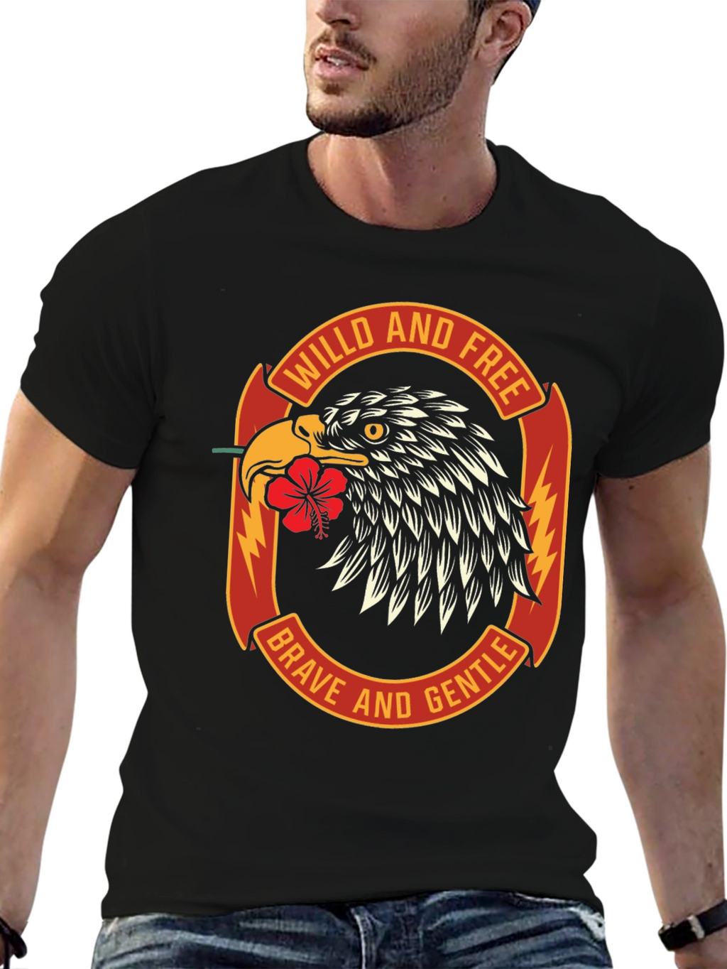 Wild & Free Eagle Graphic Black T-Shirt