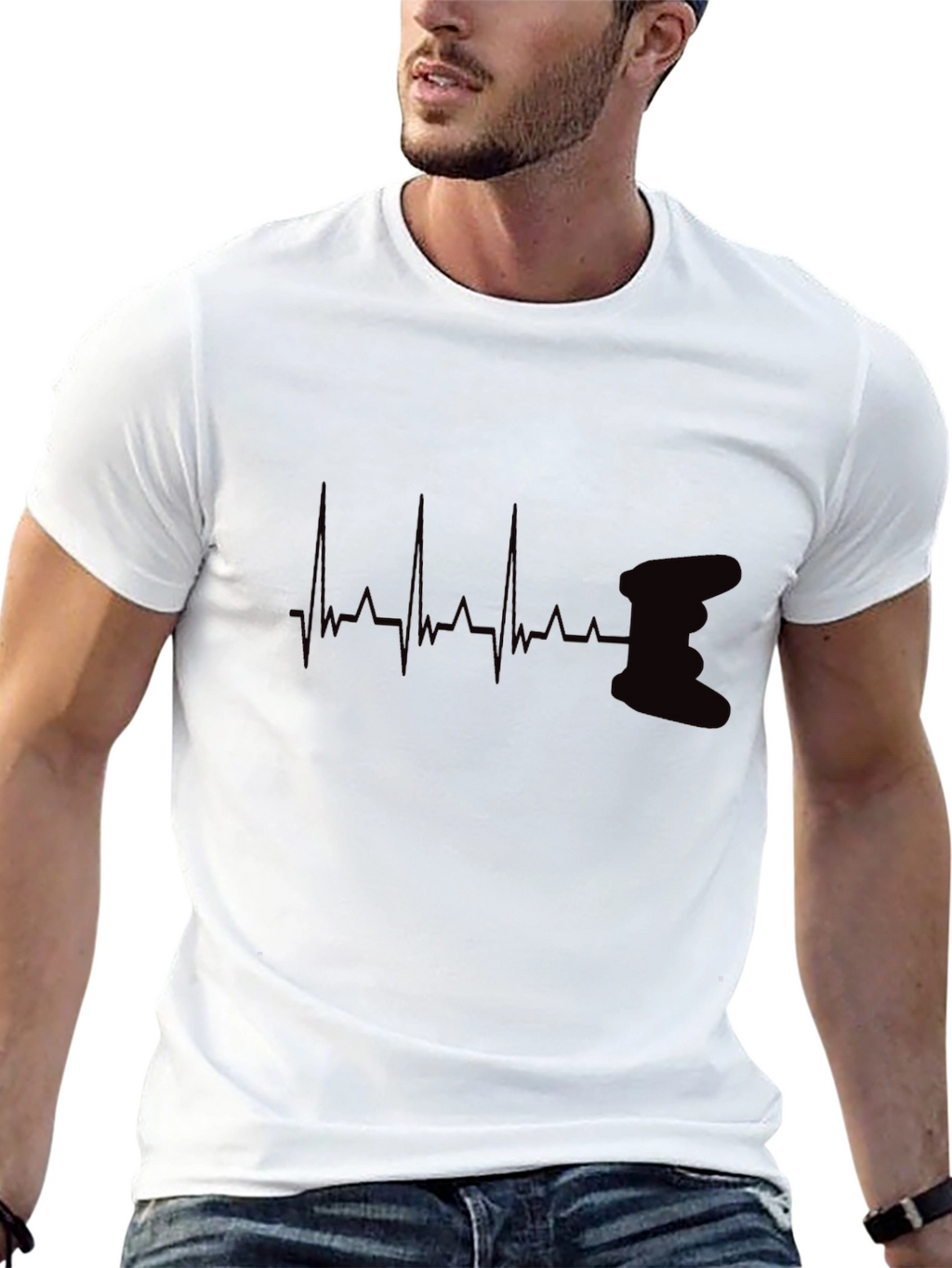 Heartbeat Gamer T-Shirt - Black