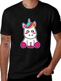 Cute Unicorn Graphic Tee - Black