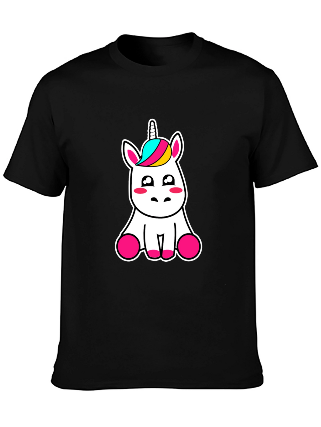 Cute Unicorn Graphic Tee - Black