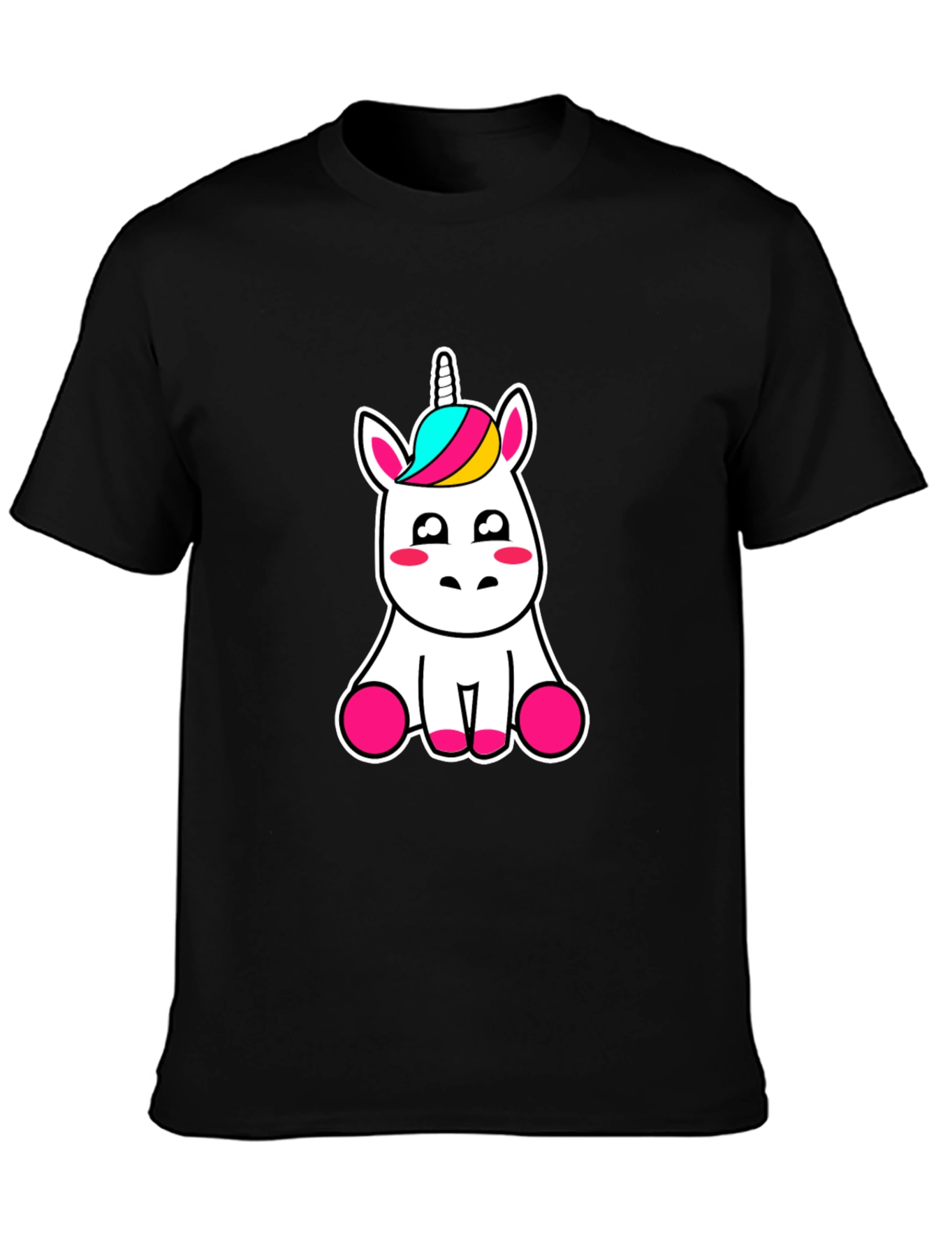 Cute Unicorn Graphic Tee - Black