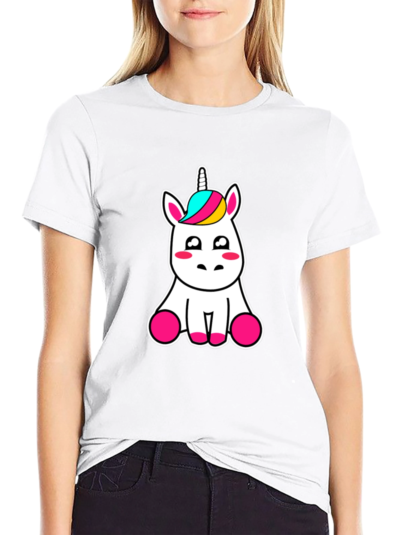 Cute Unicorn Graphic Tee - Black
