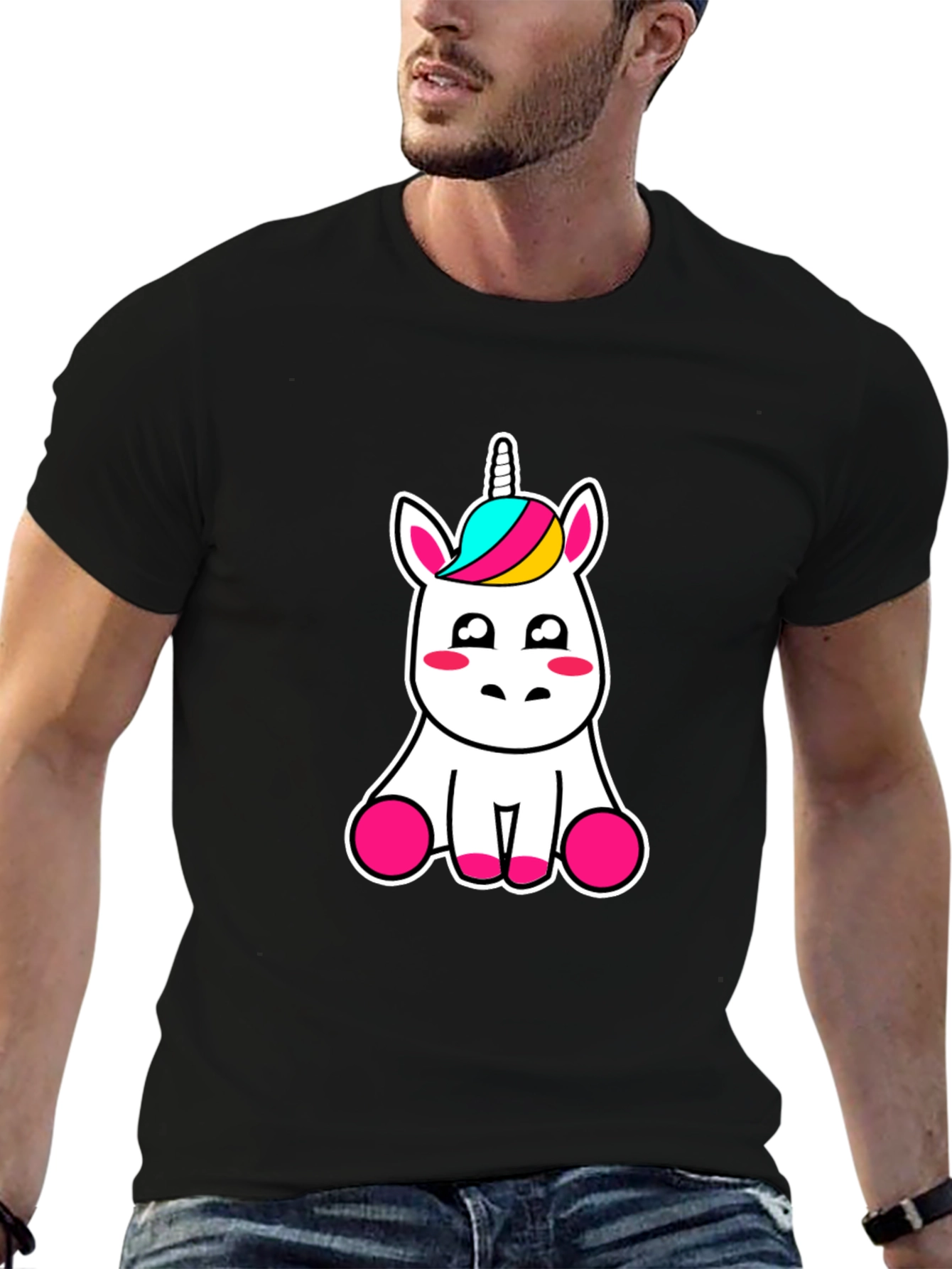 Cute Unicorn Graphic Tee - Black