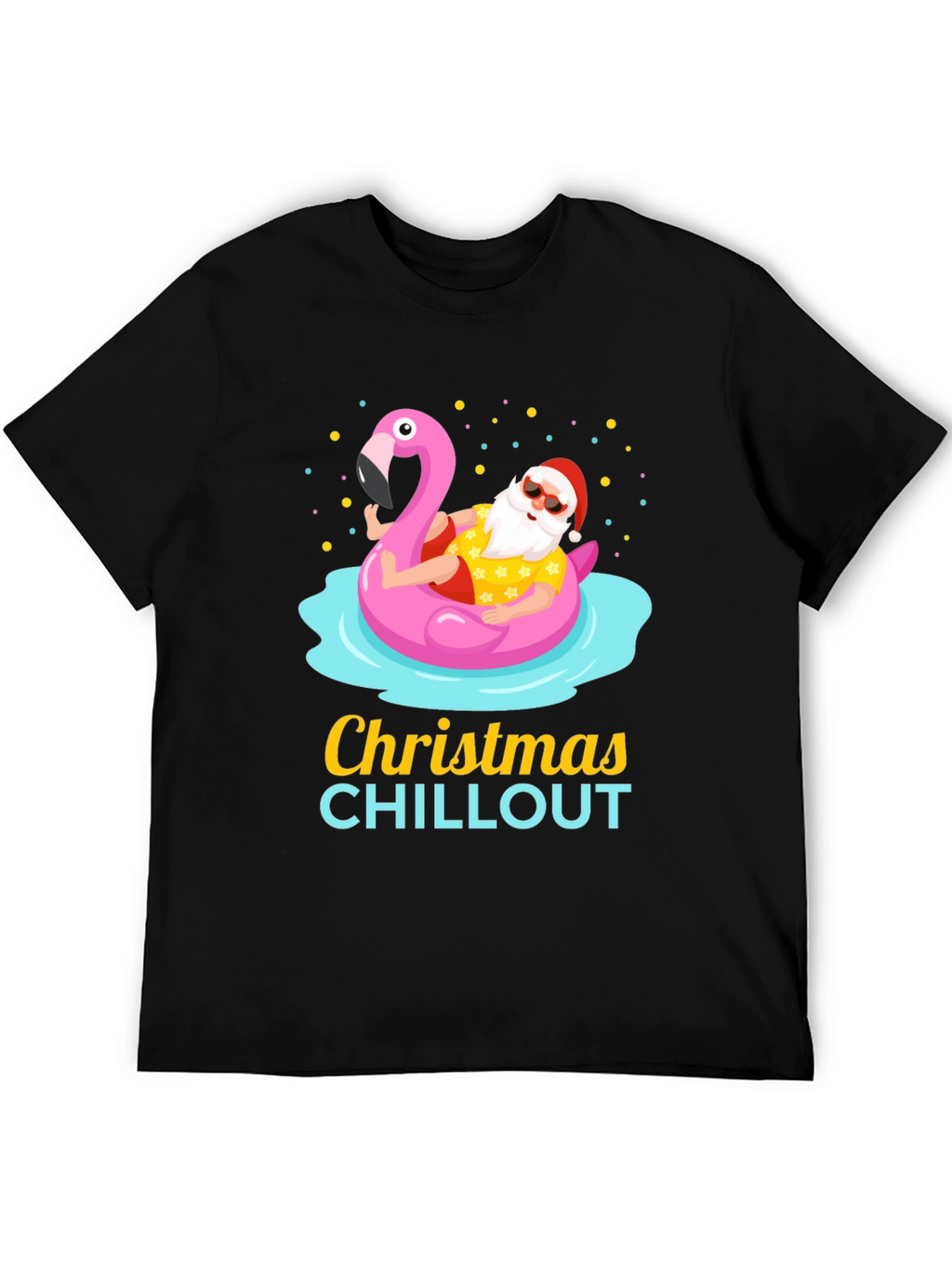 Christmas Chillout Santa Flamingo Pool T-Shirt