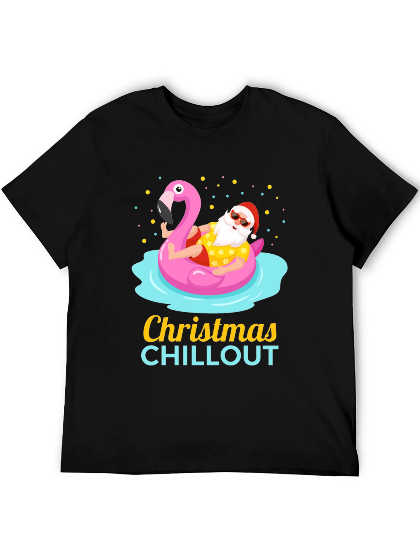 Christmas Chillout Santa Flamingo Pool T-Shirt