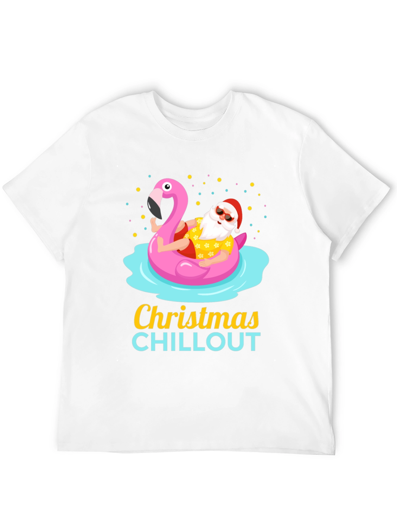 Christmas Chillout Santa Flamingo Pool T-Shirt