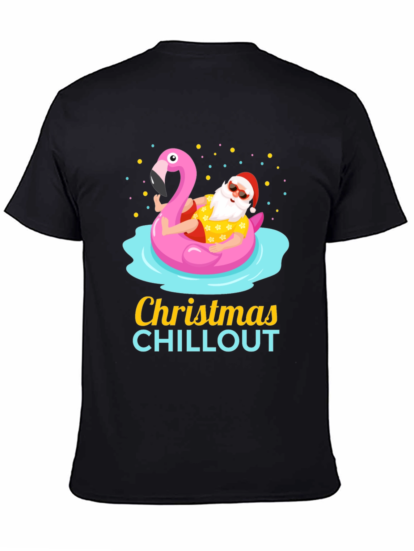 Christmas Chillout Santa Flamingo Pool T-Shirt