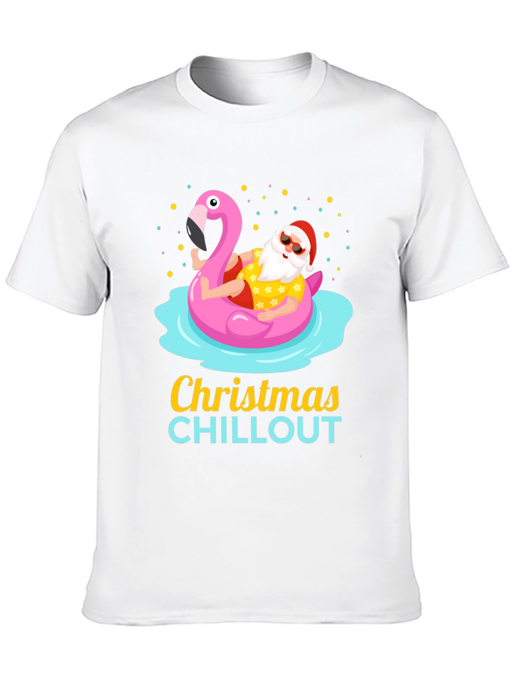 Christmas Chillout Santa Flamingo Pool T-Shirt