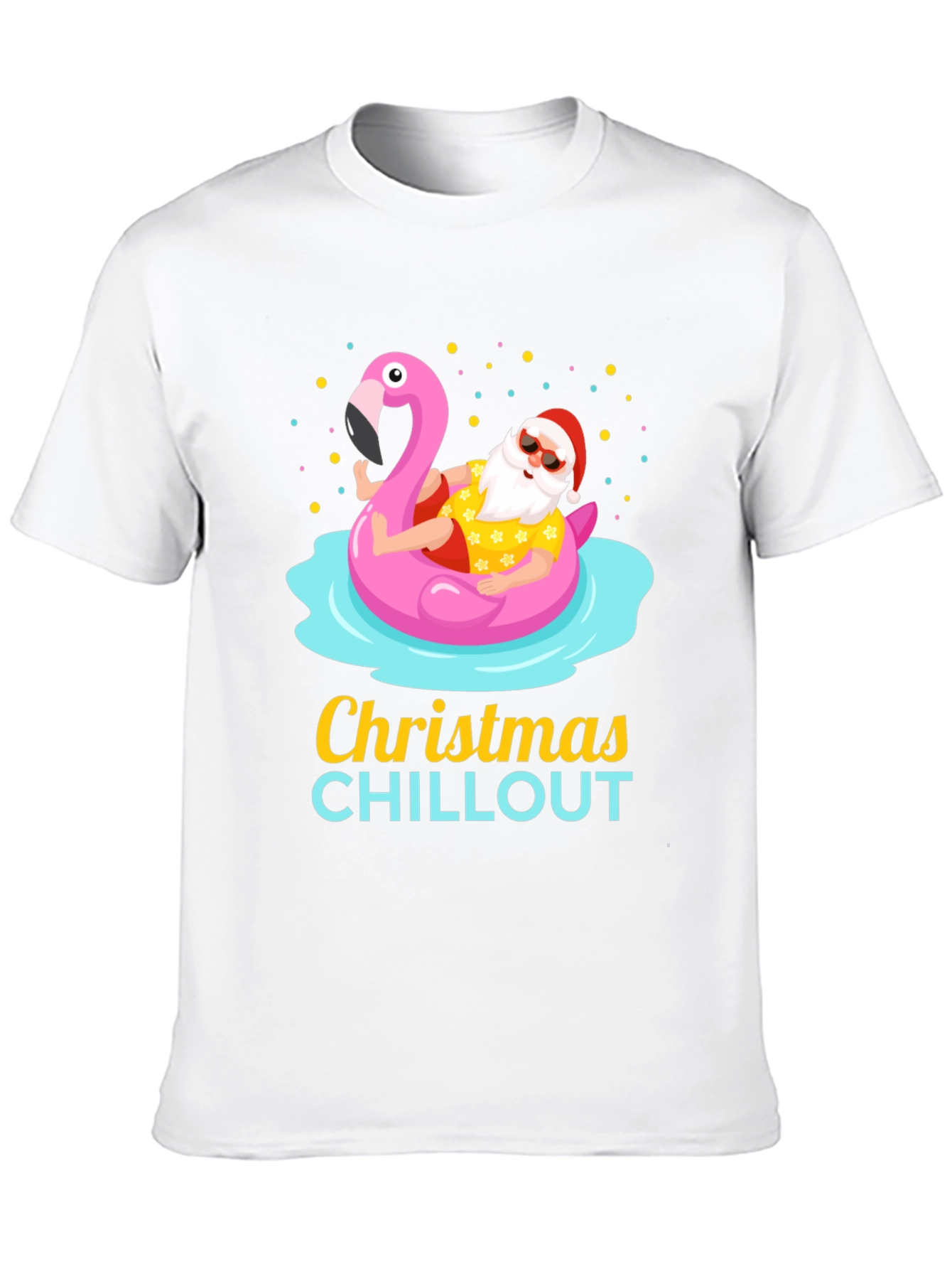 Christmas Chillout Santa Flamingo Pool T-Shirt