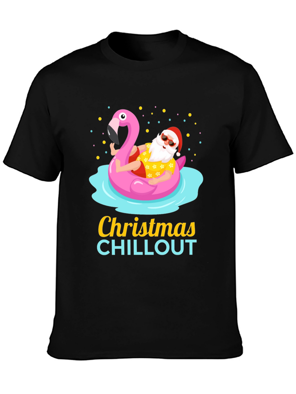 Christmas Chillout Santa Flamingo Pool T-Shirt