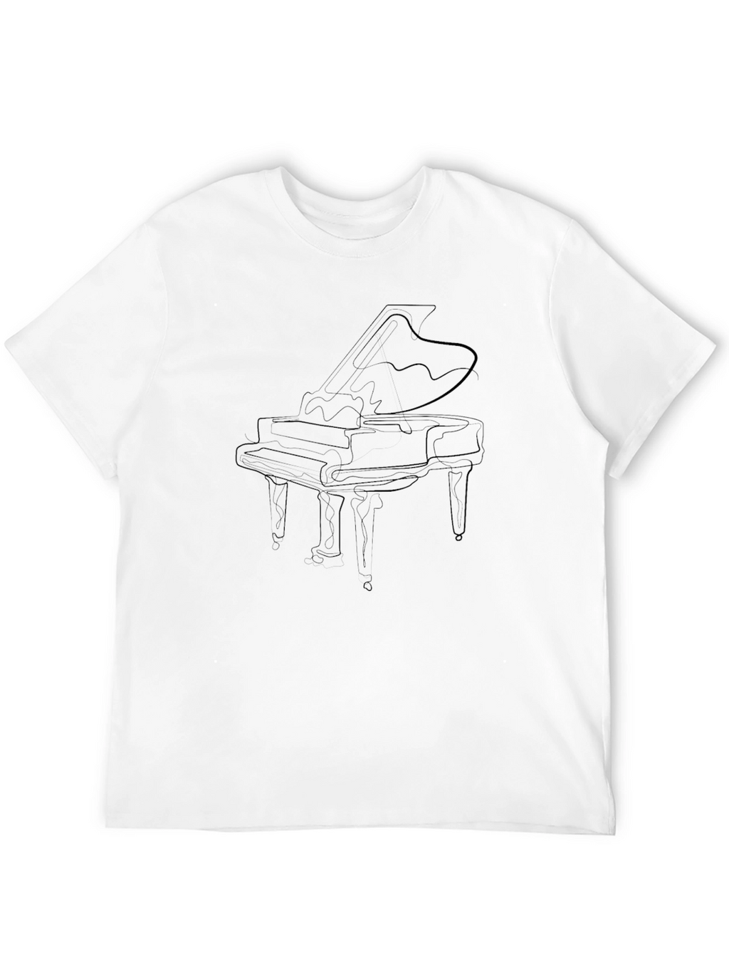 Piano Outline Graphic Black T-Shirt