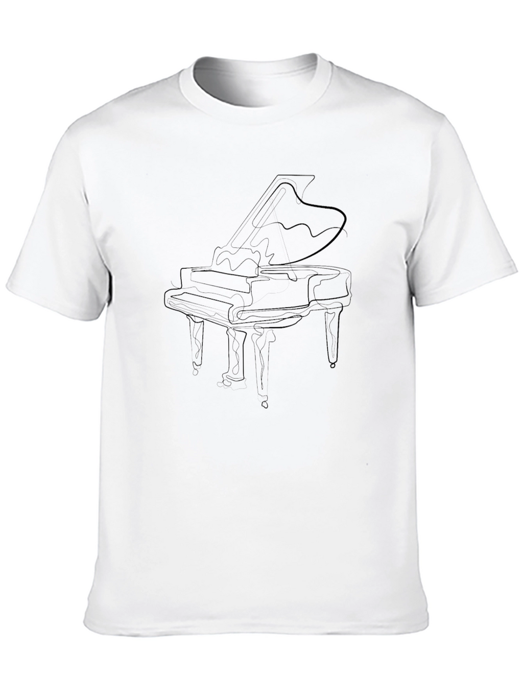 Piano Outline Graphic Black T-Shirt