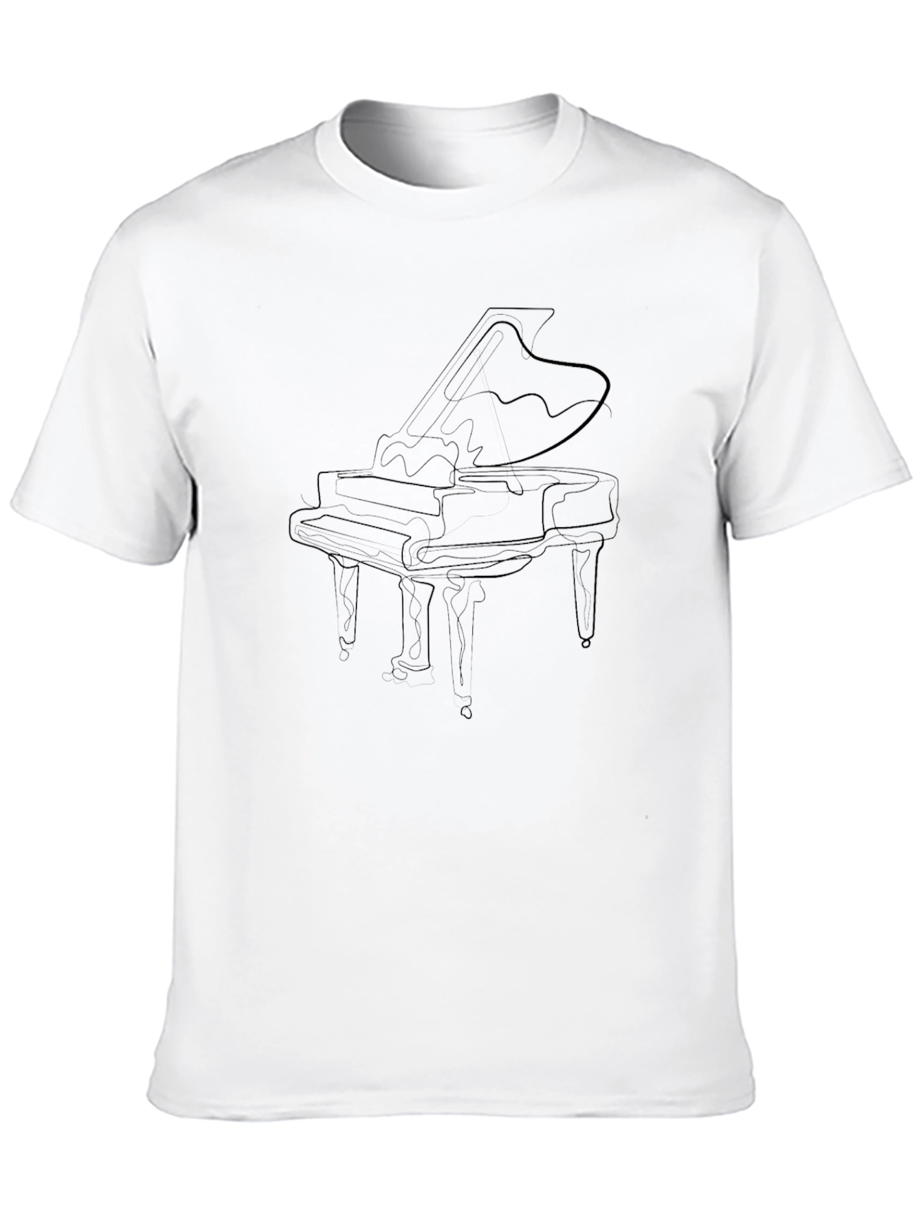 Piano Outline Graphic Black T-Shirt