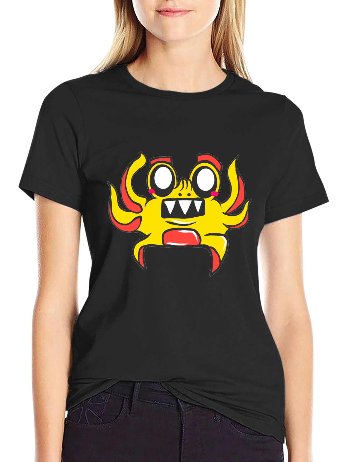 Fun Cartoon Character Black T-Shirt