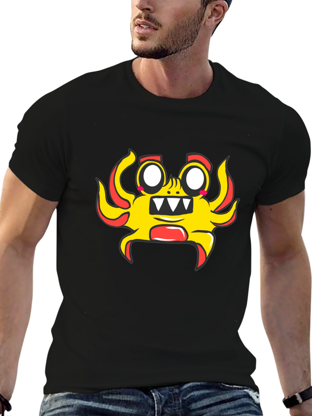 Fun Cartoon Character Black T-Shirt