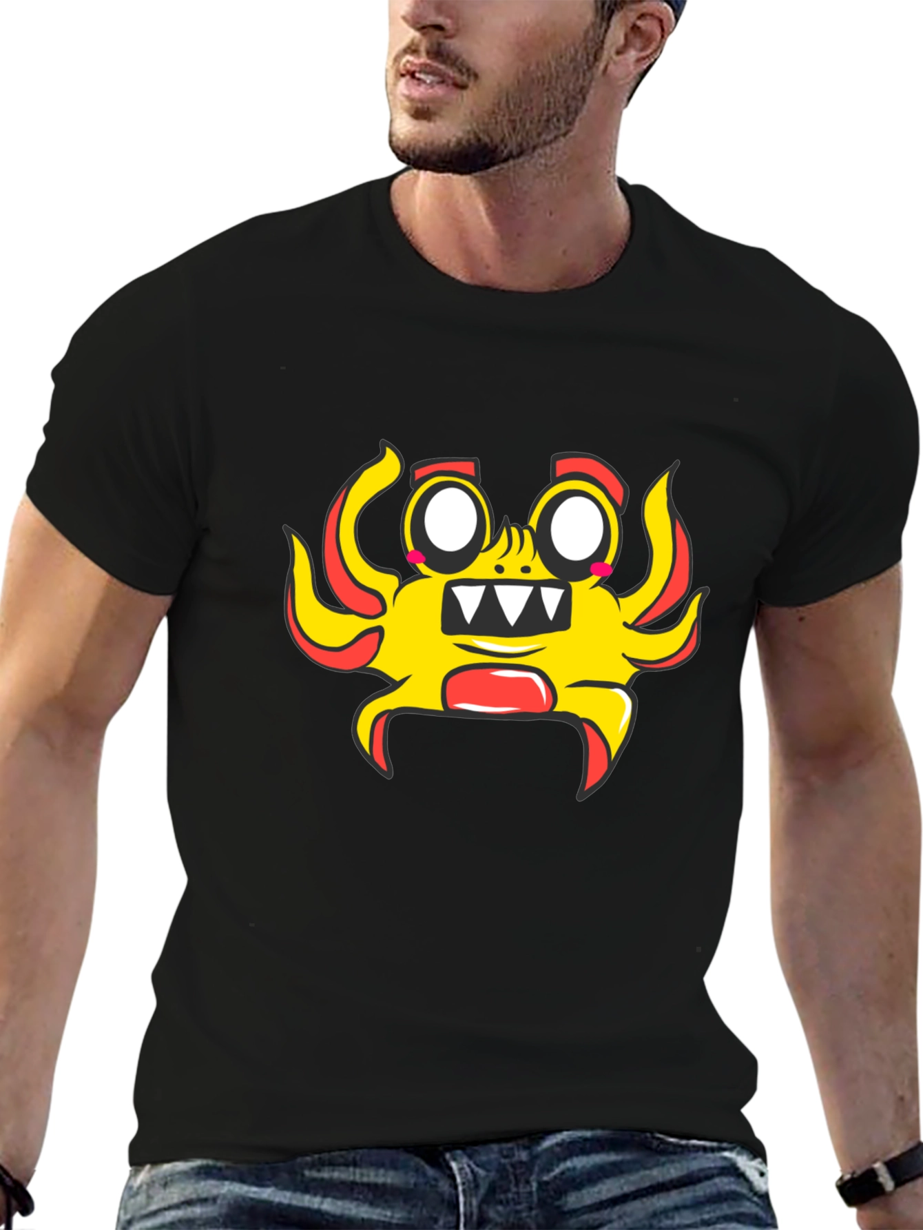 Fun Cartoon Character Black T-Shirt