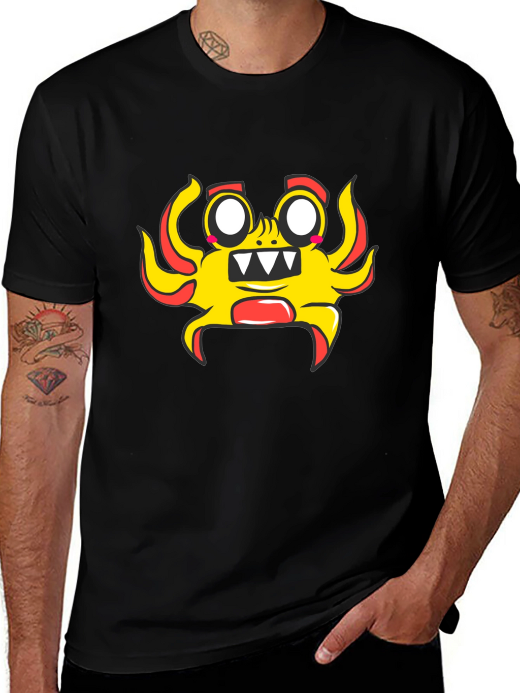 Fun Cartoon Character Black T-Shirt