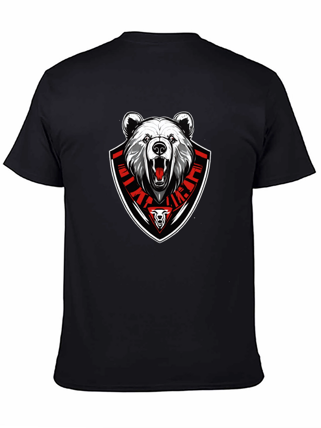 Bear Emblem Graphic Tee - Black Cotton Blend T-Shirt