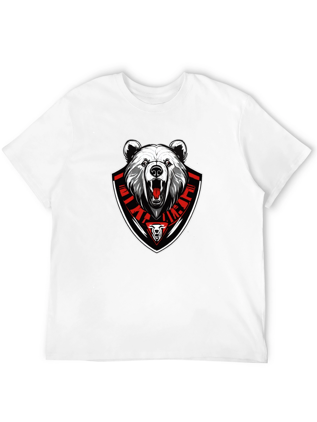 Bear Emblem Graphic Tee - Black Cotton Blend T-Shirt