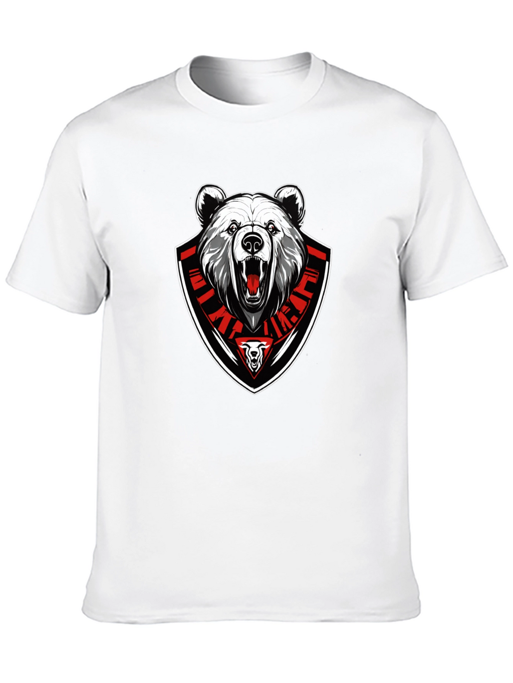 Bear Emblem Graphic Tee - Black Cotton Blend T-Shirt