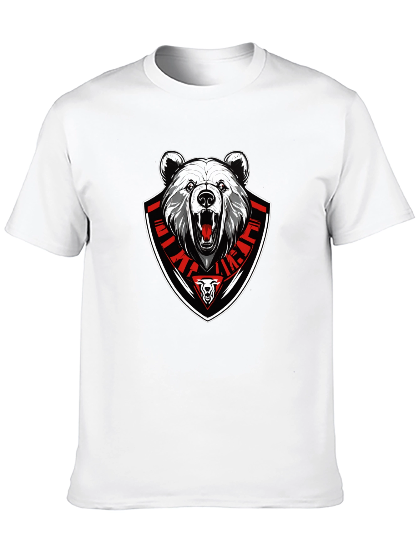 Bear Emblem Graphic Tee - Black Cotton Blend T-Shirt