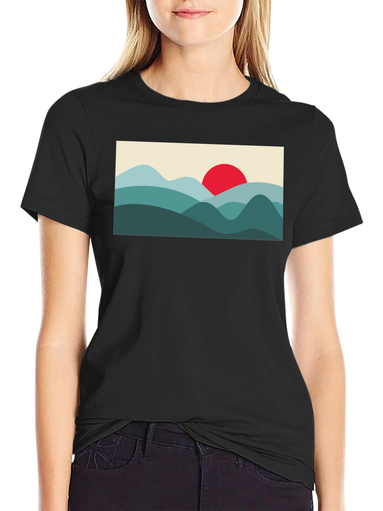 Mountains and Sun Graphic Tee - Black