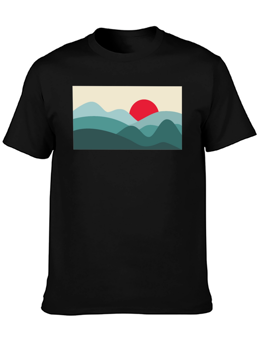 Mountains and Sun Graphic Tee - Black