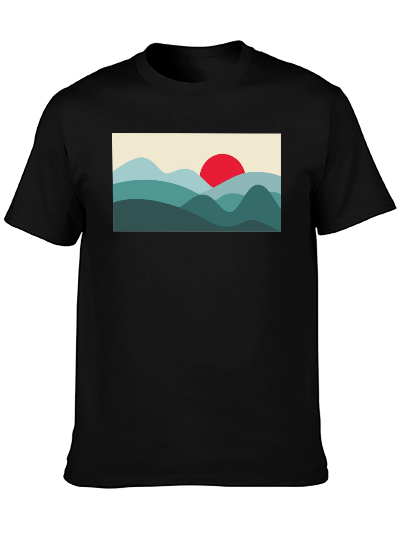 Mountains and Sun Graphic Tee - Black