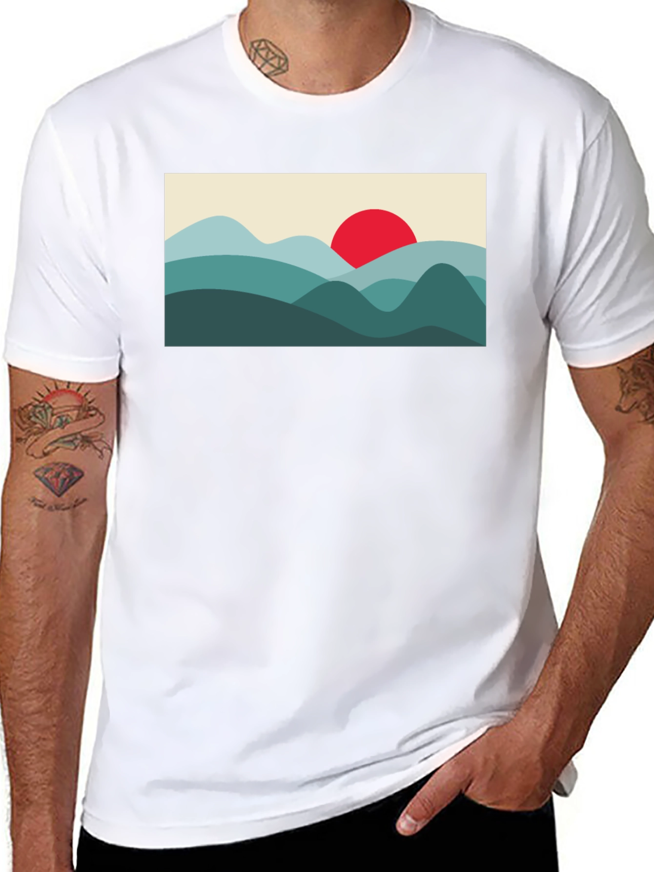 Mountains and Sun Graphic Tee - Black