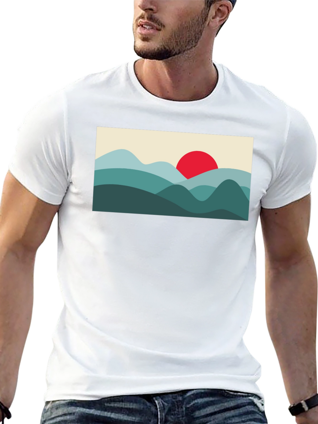 Mountains and Sun Graphic Tee - Black