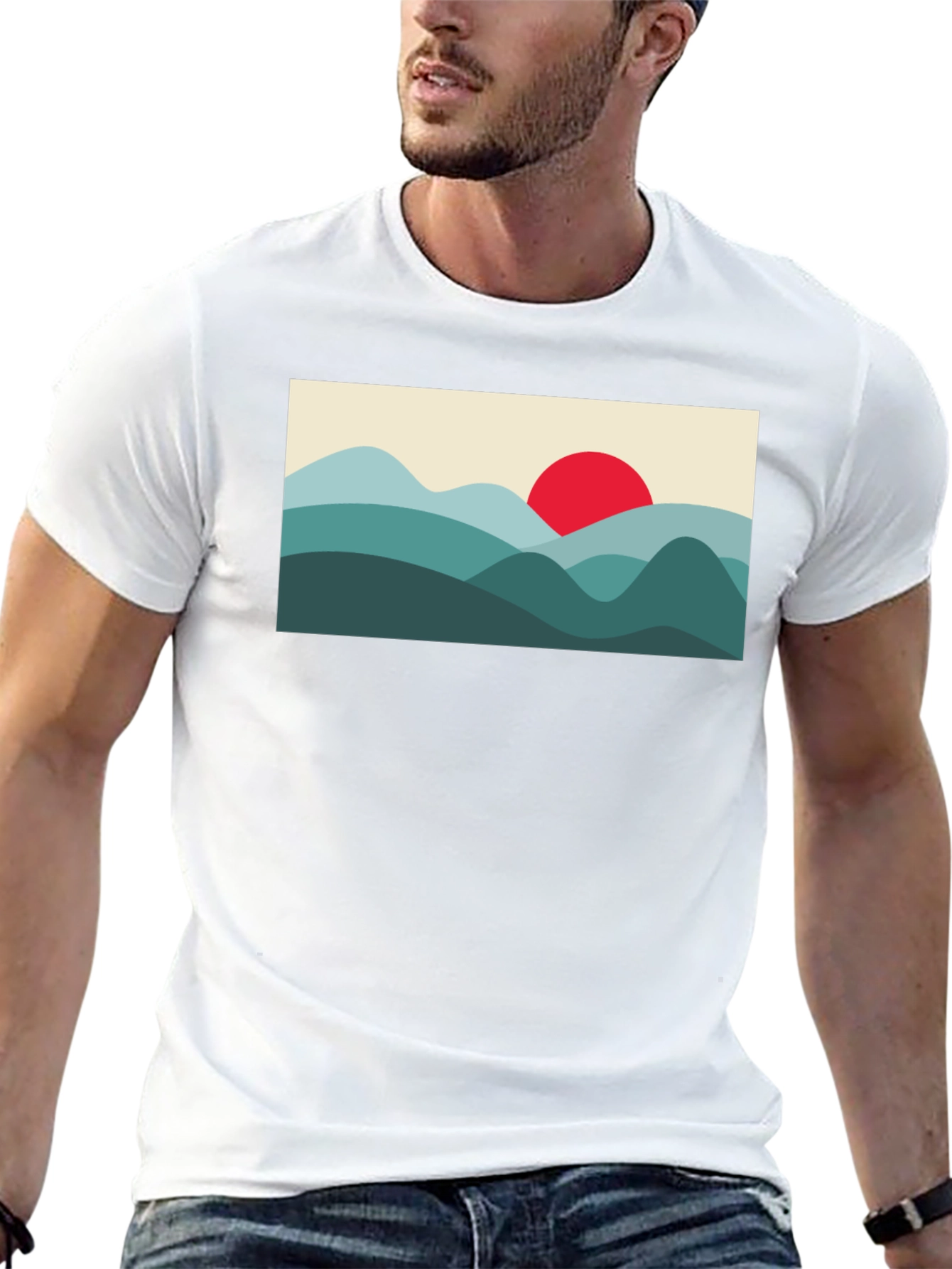 Mountains and Sun Graphic Tee - Black
