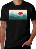 Mountains and Sun Graphic Tee - Black