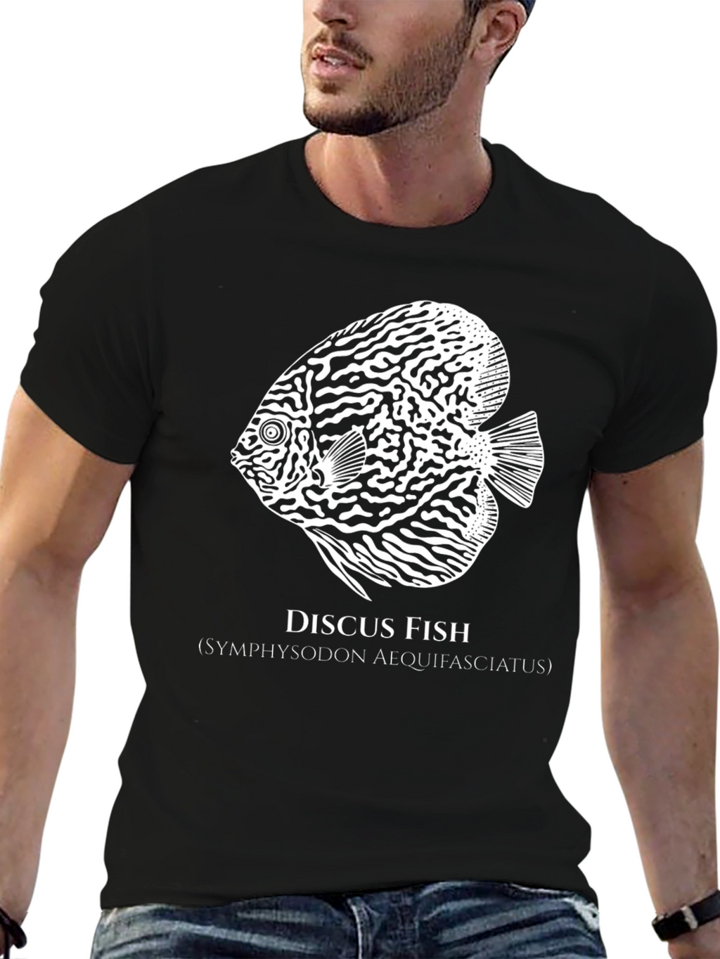 Discus Fish Graphic Black T-Shirt