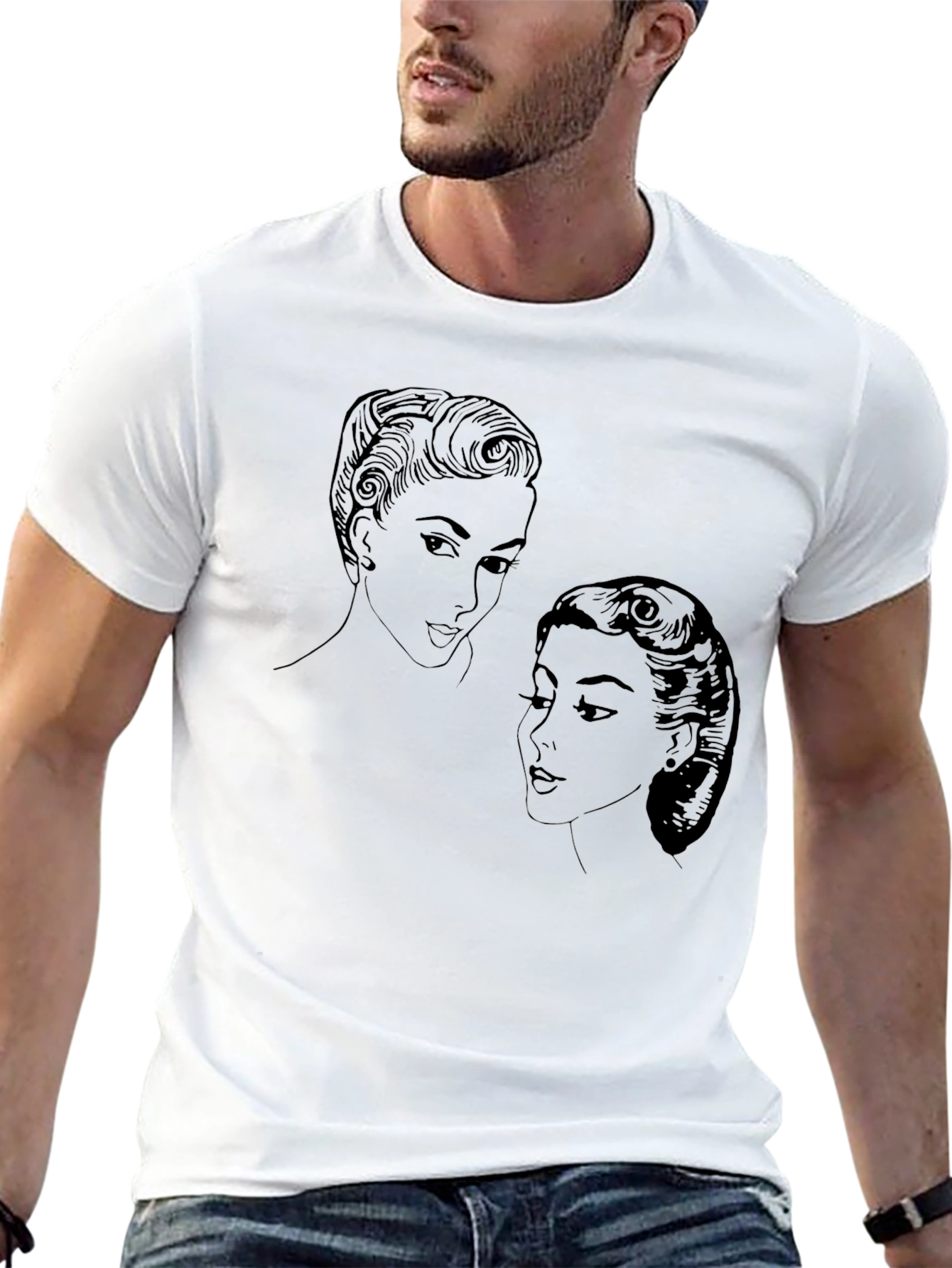 Retro Ladies Graphic Tee - Black Cotton