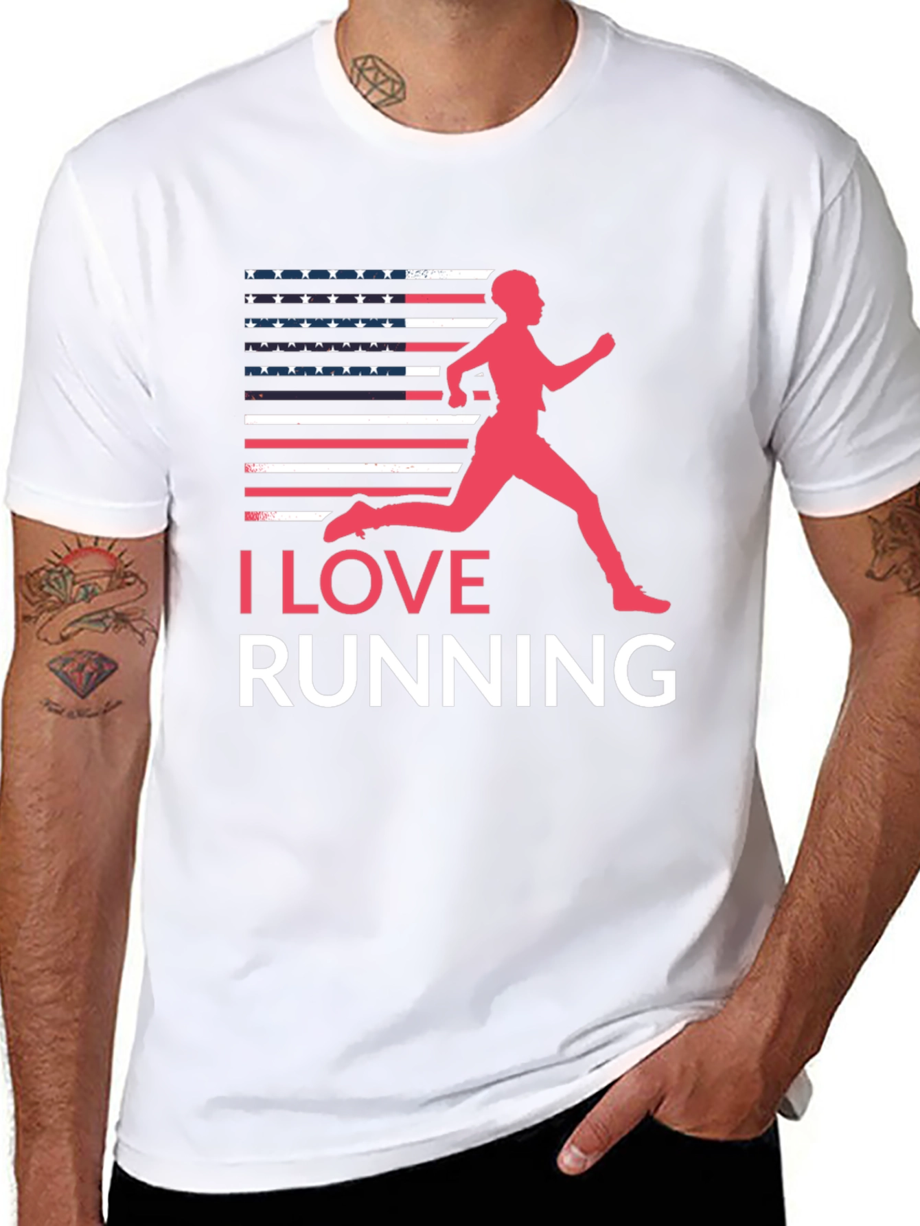 I Love Running USA Flag Graphic Tee