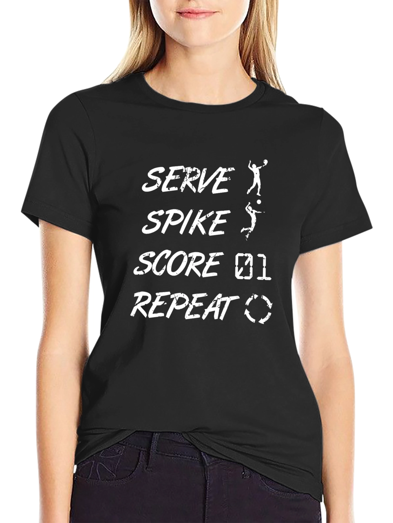 Volleyball Serve Spike Score Repeat Graphic T-Shirt