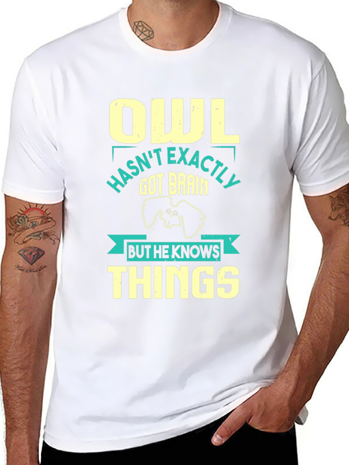Owl Knows Things Mens T-Shirt - Funny Wisdom Tee