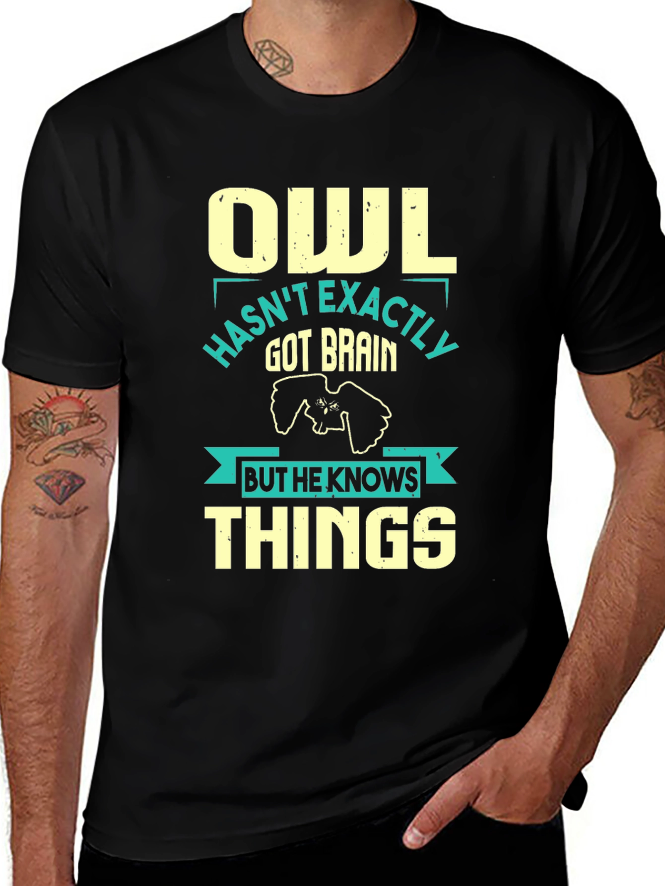 Owl Knows Things Mens T-Shirt - Funny Wisdom Tee